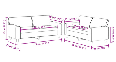 Sofa sæt 2-Dele kunst læder