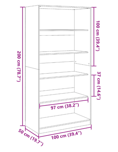 Artisian Oak gardarobe 100x50x200 cm