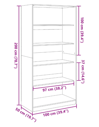 Artisian Oak gardarobe 100x50x200 cm