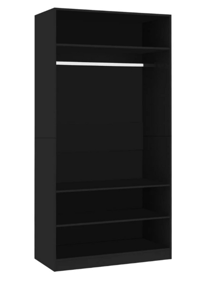 Klædeskab 100x50x200 cm konstrueret træ sort