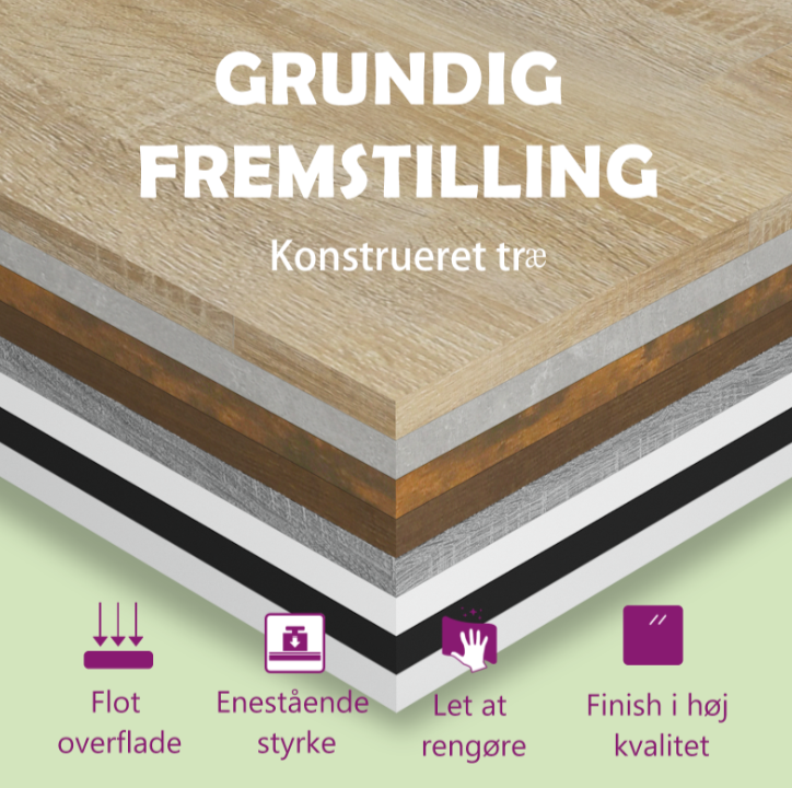 Klædeskab 100x50x200 cm konstrueret træ sort