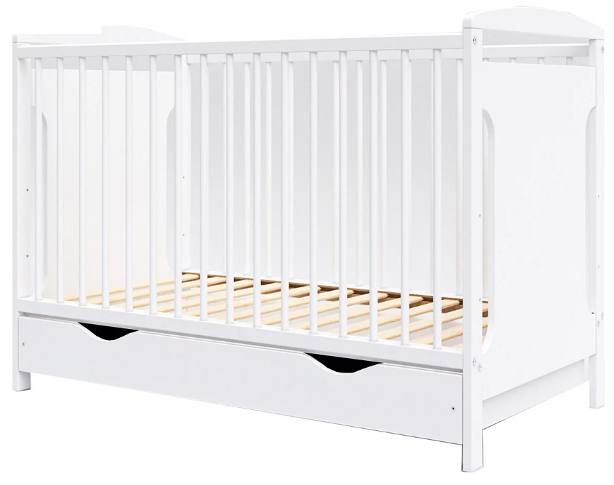 Baby tremmeseng med skuffe og låg
