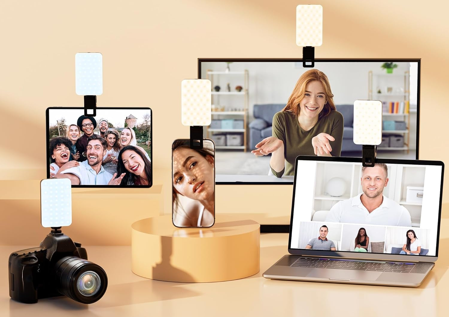 Realplus Selfie-lys, 80 LED-videolys med klip