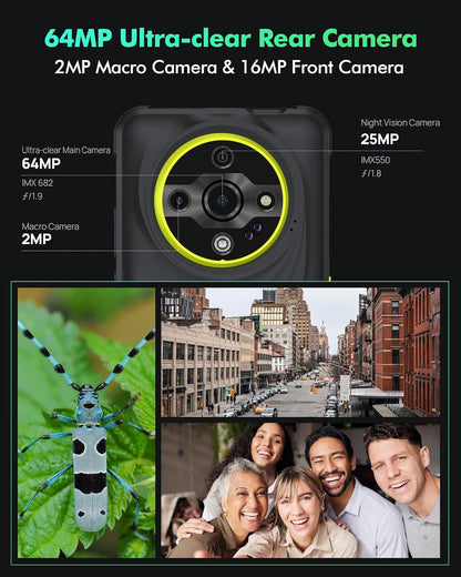 Ulefone Armor X31 Pro 5G Outdoor Smartphone 2025, 16GB+256GB/SD-2TB Android 14 Mit Blendende Taschenlampe 64MP + 25MP Kamera 6,56” 120Hz 6050Mah Handy 3-Slots/Gps/Face Id/Fingerprint/Otg/Nfc Schwarz