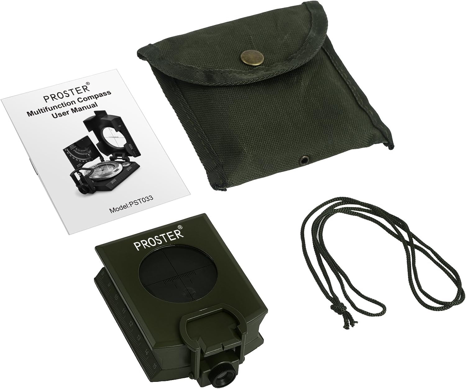 Proster Militär Marschkompass Professioneller Taschenkompass Peilkompass Kompass Compass Mit Klinometer Tragschlaufe Tasche Für Jagd Wandern Und Aktivitäten Im Freien